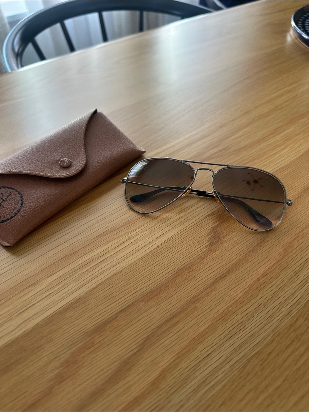Small frame Ray-Ban Silver Frame Aviator Sunglasses with Brown Gradient Lenses